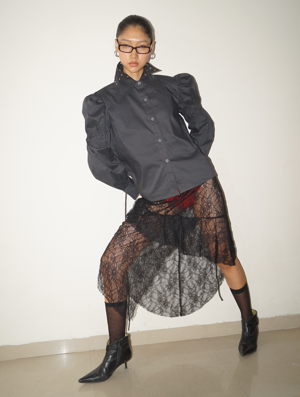 Grey Double Collar Shirt