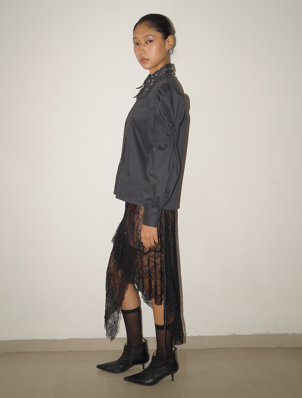Grey Double Collar Shirt