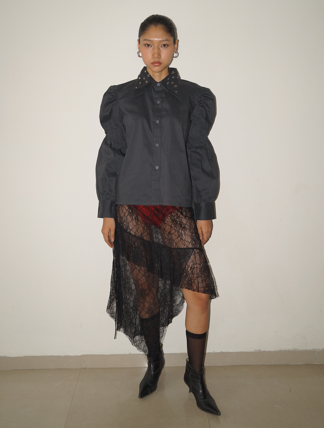 Grey Double Collar Shirt