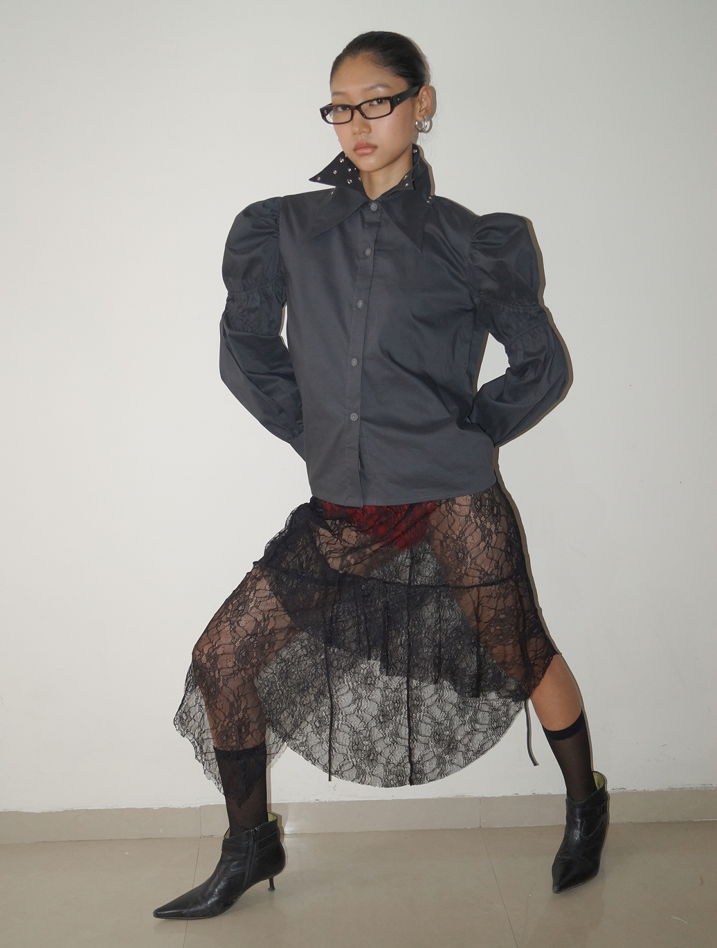 Grey Double Collar Shirt